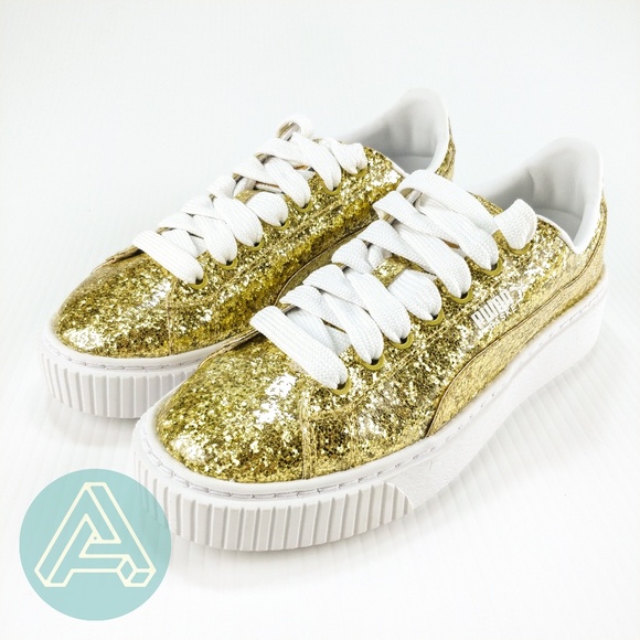 puma gold glitter sneakers